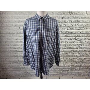 Covington Mens Shirt 3XL Long Sleeve Blue Plaid Collar Casual Button Up PLA9XE